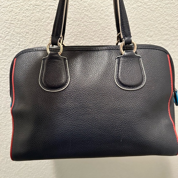 COACH Mini Nolita Pebble Leather Satchel Bag Navy With Red/blue/green - Picture 3 of 15